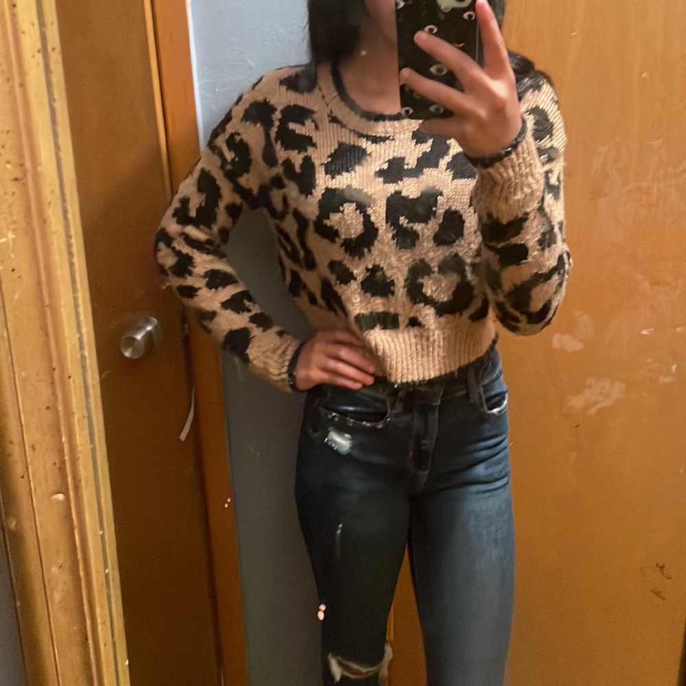 Cheetah print crop sweater